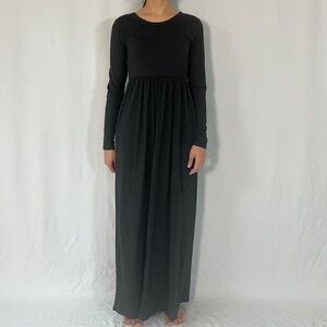 Casual Long Sleeve Black Maxi Dress